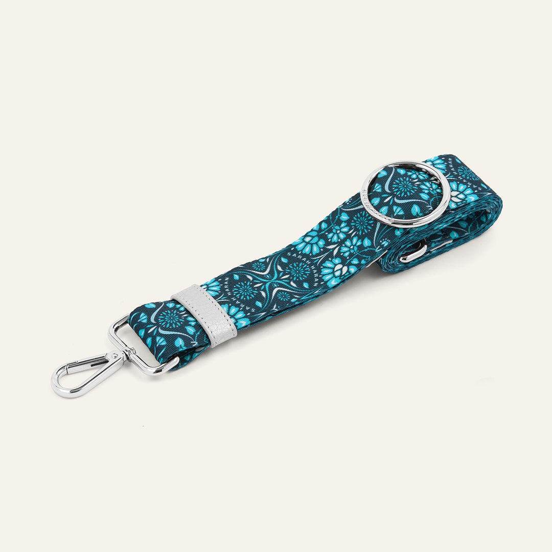 Blue Daisy River Strap with Silver hardware front 1 | U59-S