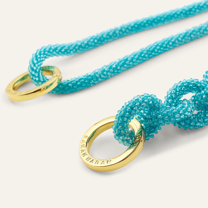 Bright Blue Sparkle Sarah Haran Kings Knot Strap with Gold hardware detail | U80-G