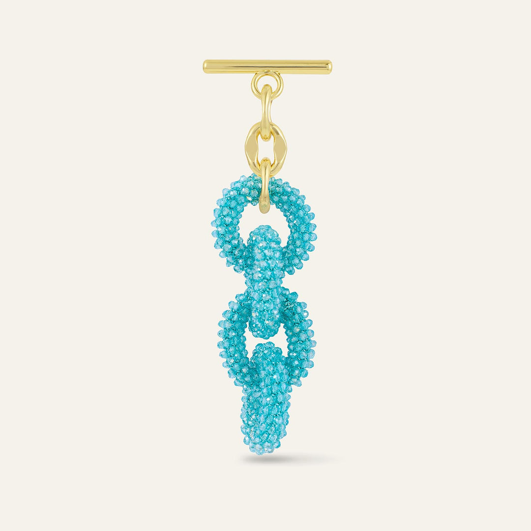 Bright Blue Sparkle Sarah Haran Kings Knot Tassel with Gold hardware front 1 |  U80-G