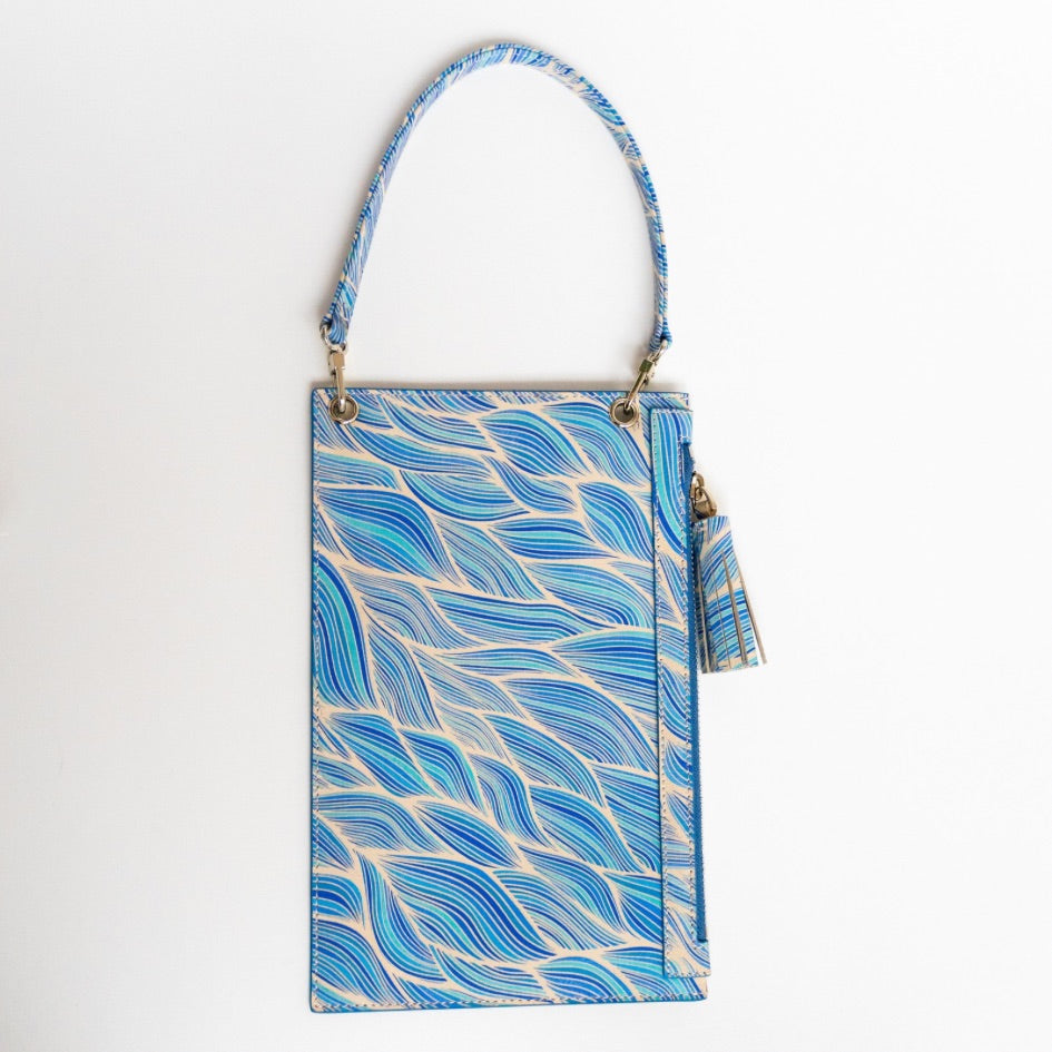 Clover Wristlet-Handbag-Sarah Haran Accessories-Gold-Blue Leaf-Sarah Haran Accessories