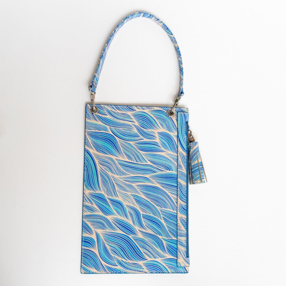 Clover Wristlet-Handbag-Sarah Haran Accessories-Silver-Blue Leaf-Sarah Haran Accessories