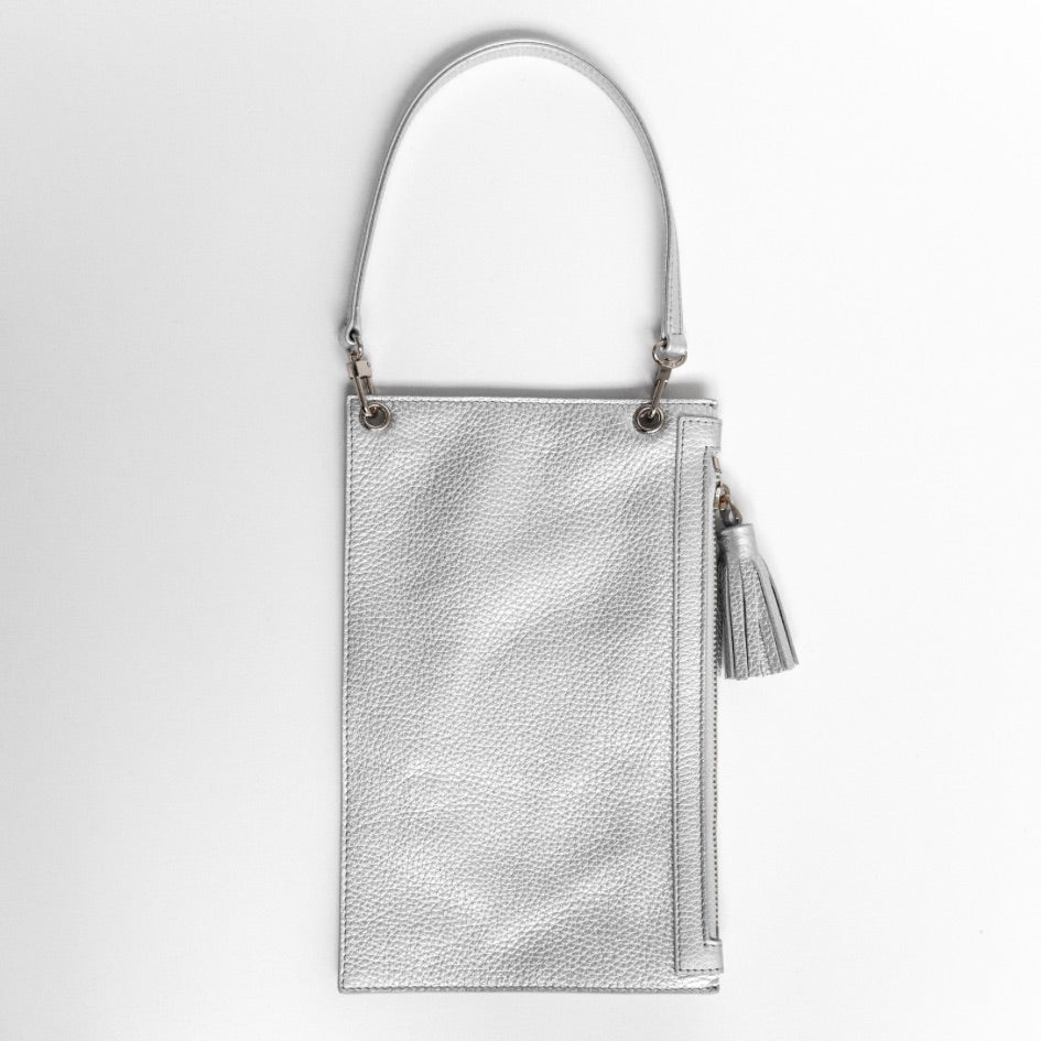 Clover Wristlet-Handbag-Sarah Haran Accessories-Silver-Soft Metallic Silver-Sarah Haran Accessories