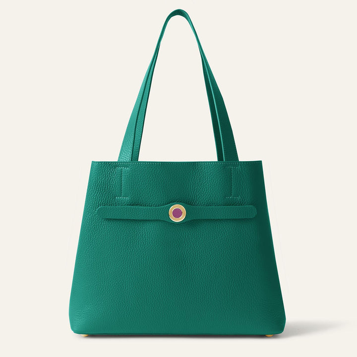 Evergreen Sarah Tote with Gold Hardware front closed | U80-G