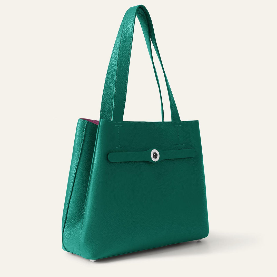 Evergreen Sarah Tote with Silver Hardware side closed | U80-S