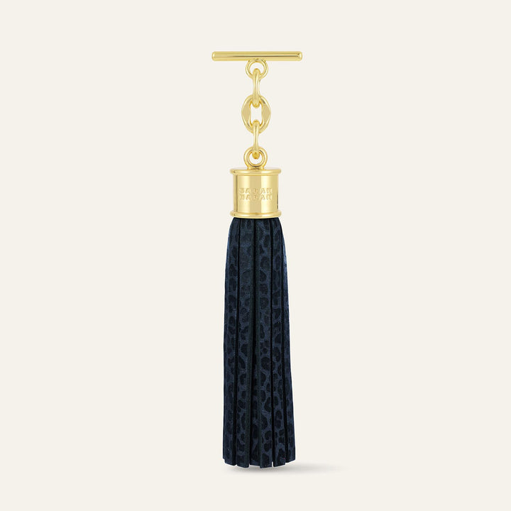 Navy Leopard Capsule Tassel - Textured with Gold hardware front 1 | U57-G