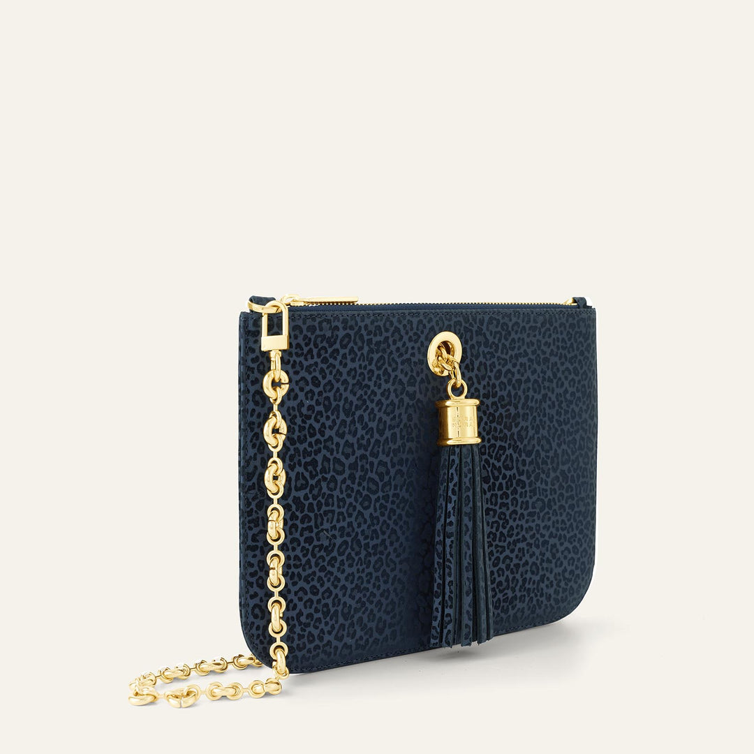 Navy Leopard Sarah Haran Ivy Limited Edition with Gold hardware side | U57-G