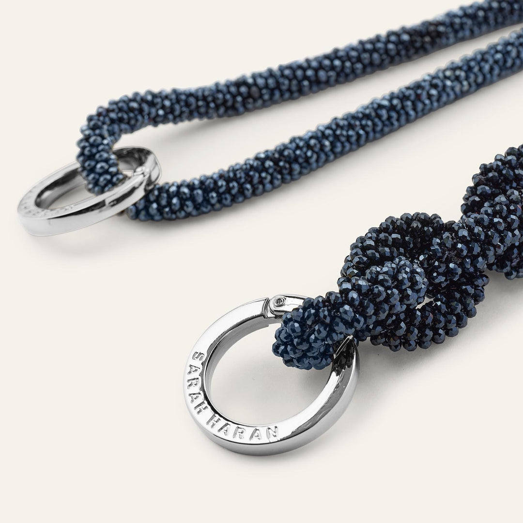 Navy Sparkle Sarah Haran Kings Knot Strap with Silver hardware detail | U50-S