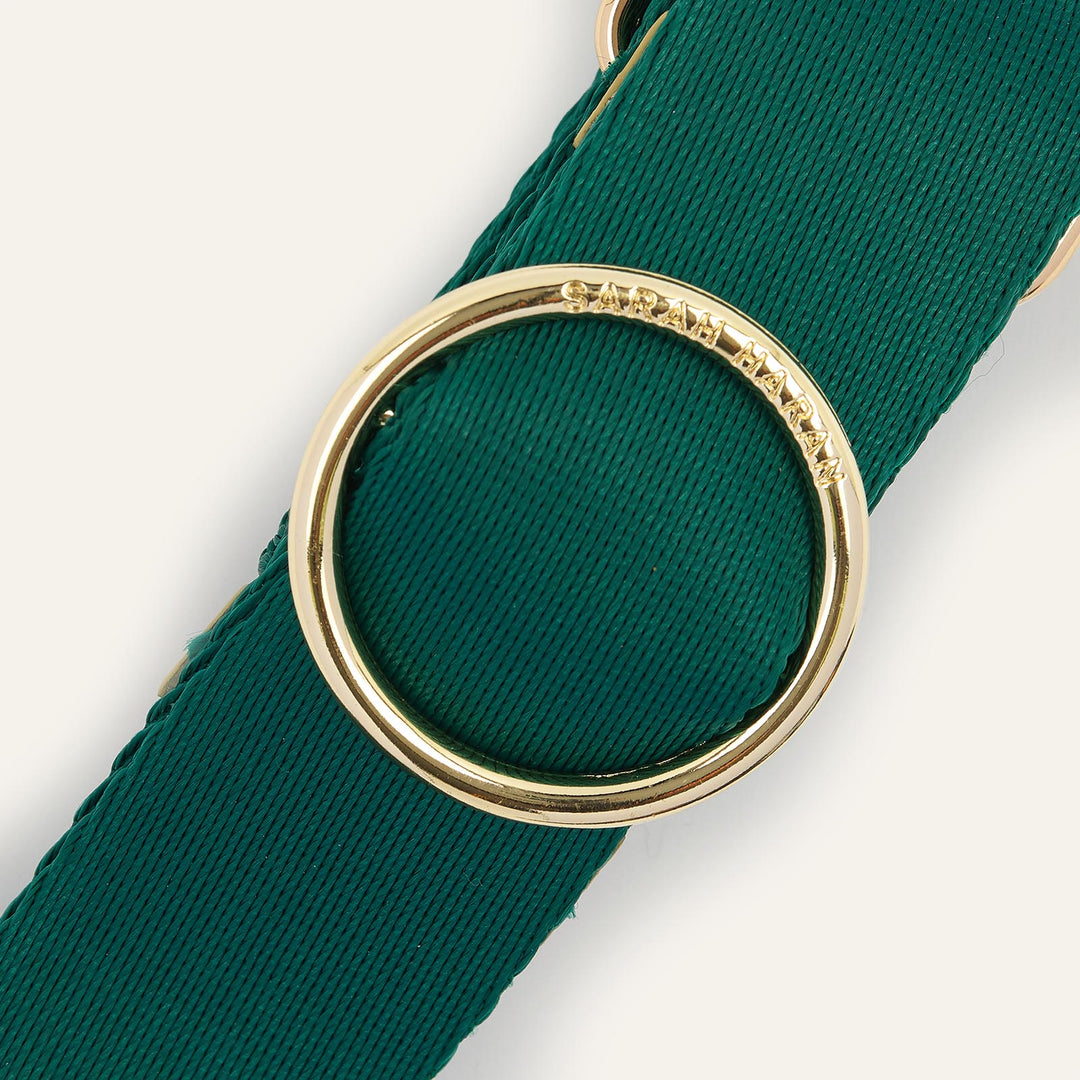 Pine Green River Strap with Gold hardware detail| G01-G