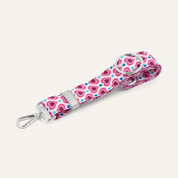 Pink Heart River Strap with Silver hardware front 1 | P42-S