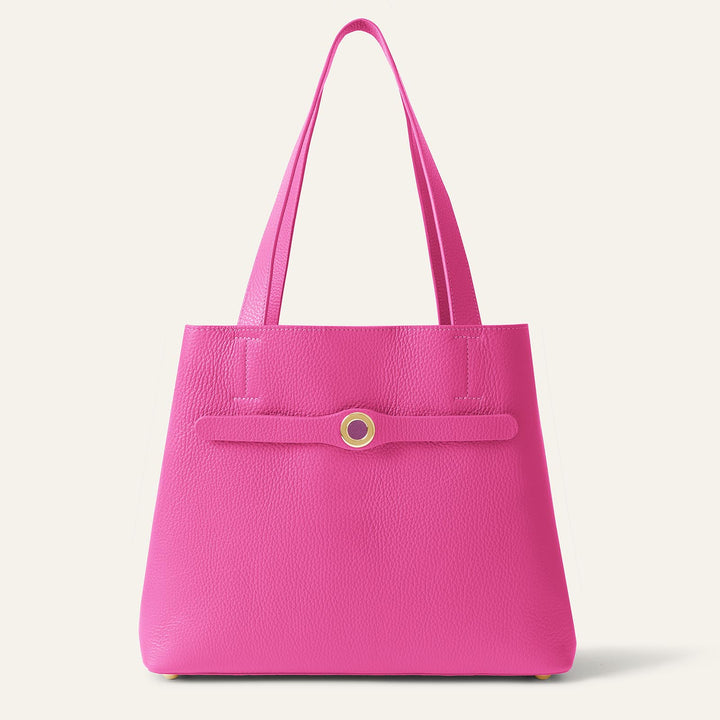 Pink Kiss Sarah Tote with Gold Hardware front closed | P74-G