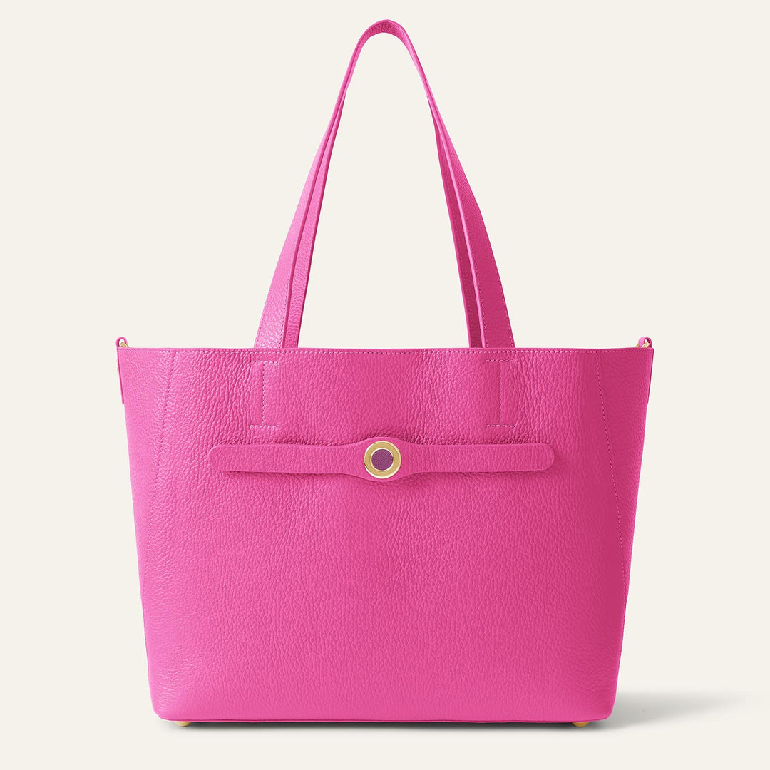 Pink Kiss Sarah Tote with Gold Hardware front open | P74-G