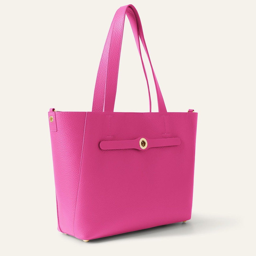 Pink Kiss Sarah Tote with Gold Hardware side open | P74-G