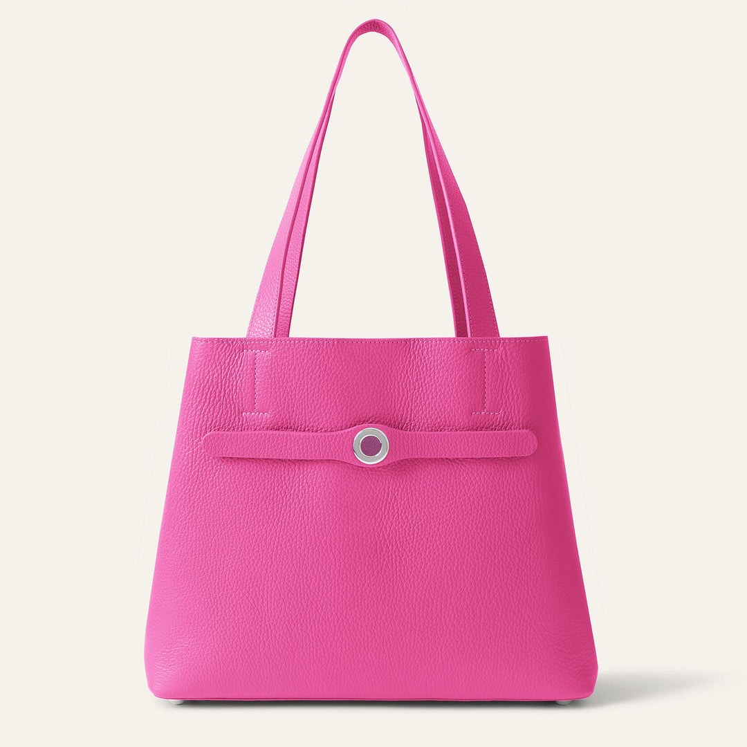 Pink Kiss Sarah Tote with Silver Hardware front closed | P74-S