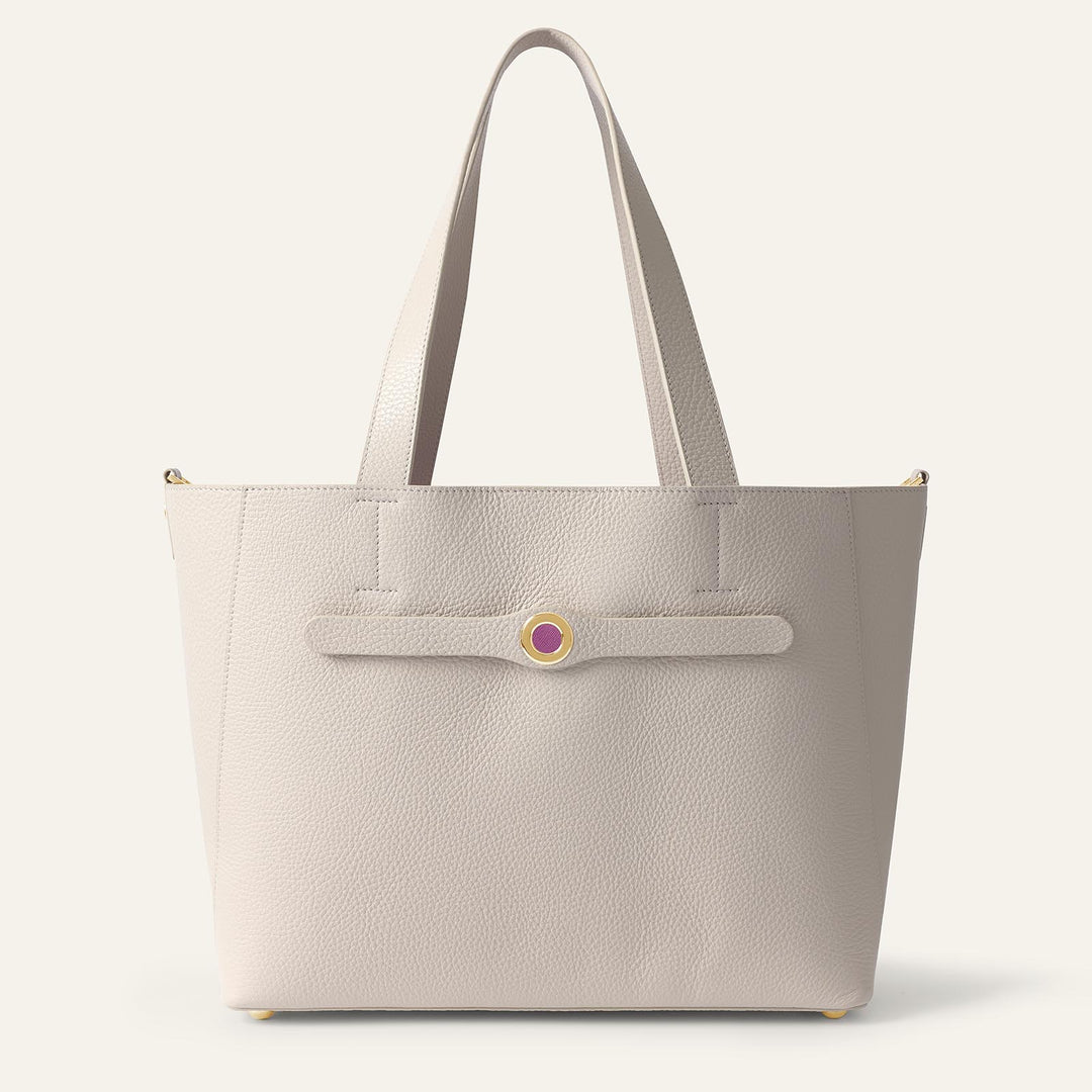 Porcelain Sarah Tote with Gold Hardware front open | C02-G