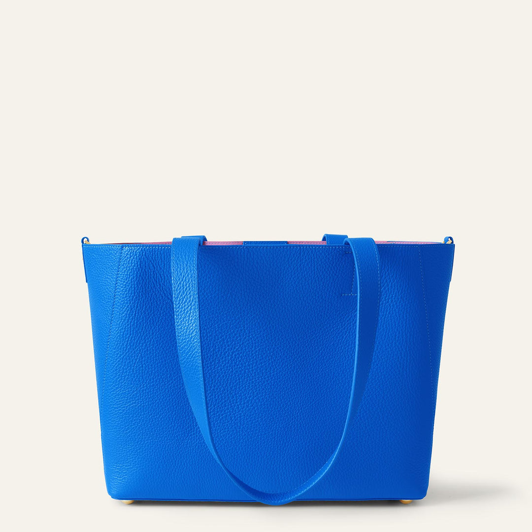 Sapphire Blue Sarah Tote with Gold Hardware back | U82-G