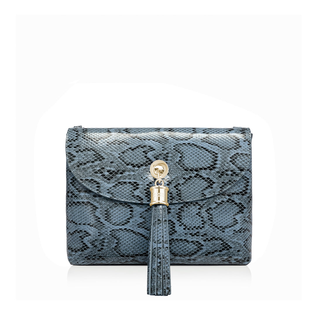 Blue Python Complimentary Bag Q4 Reservation*: Jasmine with Gold hardware front 1 | U39-G