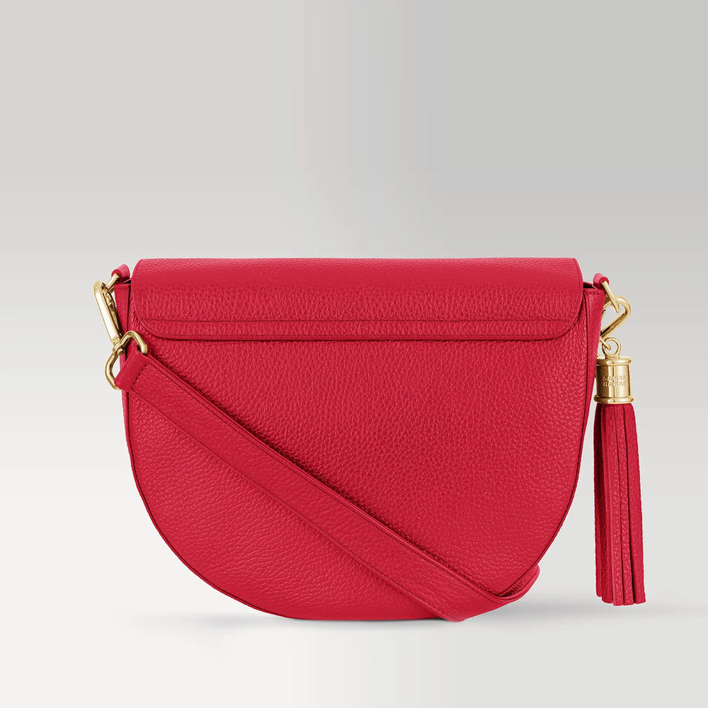 Pillarbox Red Luna Satchel with Gold hardware back| R01-G