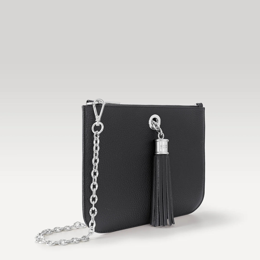 Ivy - Pop of Colour with Deco Popper-Handbag-Sarah Haran Accessories-Silver-Black-Sarah Haran Accessories