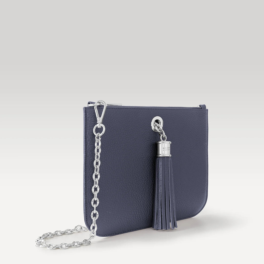 Ivy - Pop of Colour with Deco Popper - Sale-Handbag-Sarah Haran Accessories-Silver-Navy-Sarah Haran Accessories