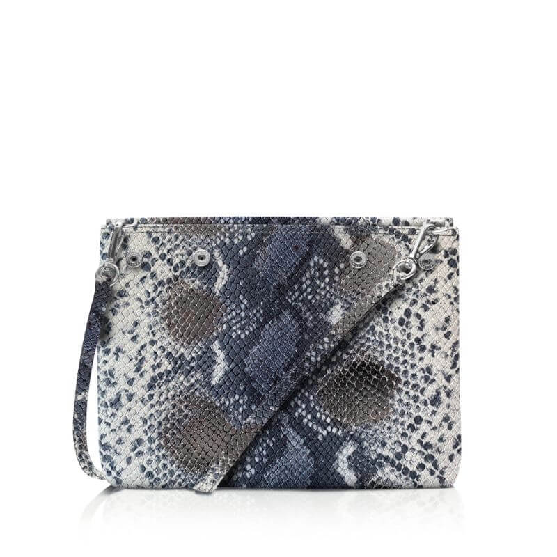 Jasmine Crossbody - Textured - Adjustable Strap-Handbag-Sarah Haran Accessories-Silver-Grey Exotic-Sarah Haran Accessories