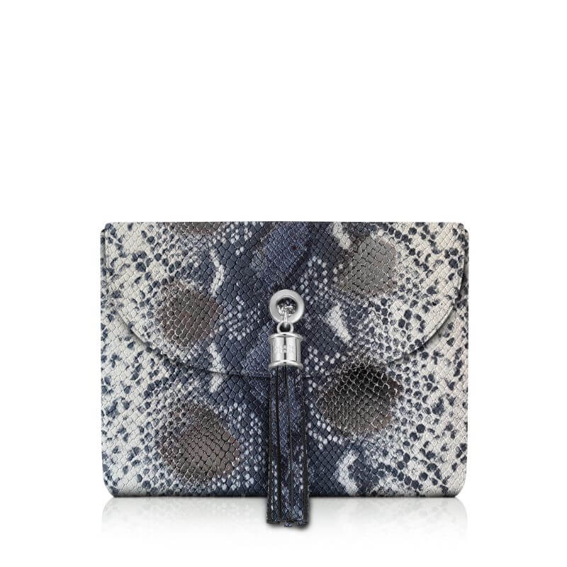 Jasmine Crossbody - Textured - Adjustable Strap-Handbag-Sarah Haran Accessories-Silver-Grey Exotic-Sarah Haran Accessories