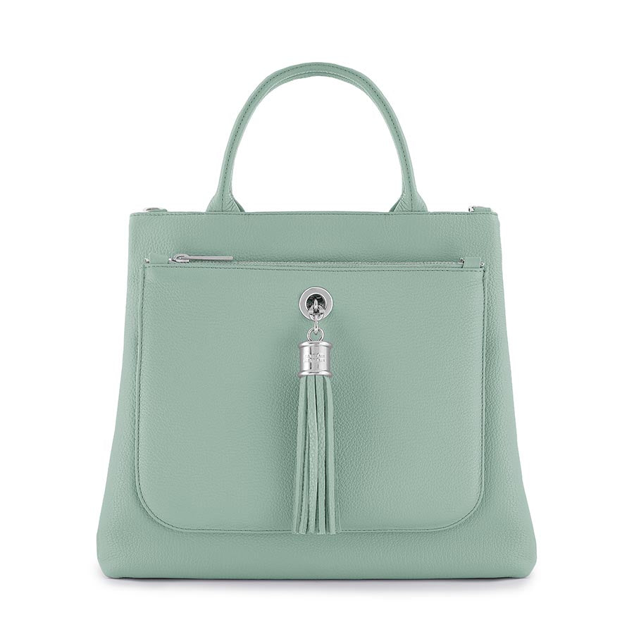 serenity green Dahlia Tote Handbag