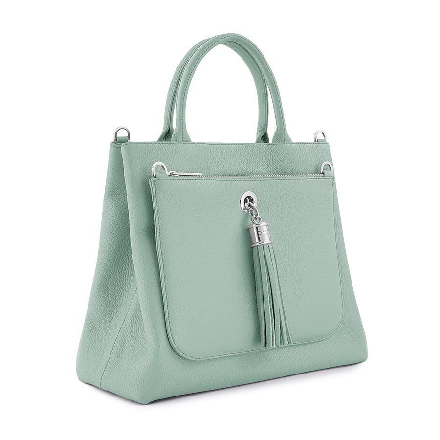 serenity green Dahlia Tote Handbag