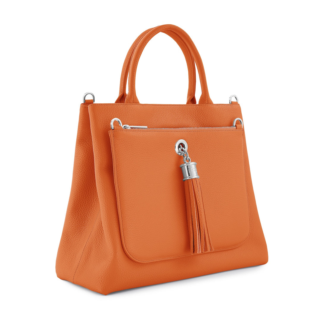 Dahlia 2-in-1 Tote - Sale-Handbag-Sarah Haran Accessories-Silver-Tangerine-Sarah Haran Accessories