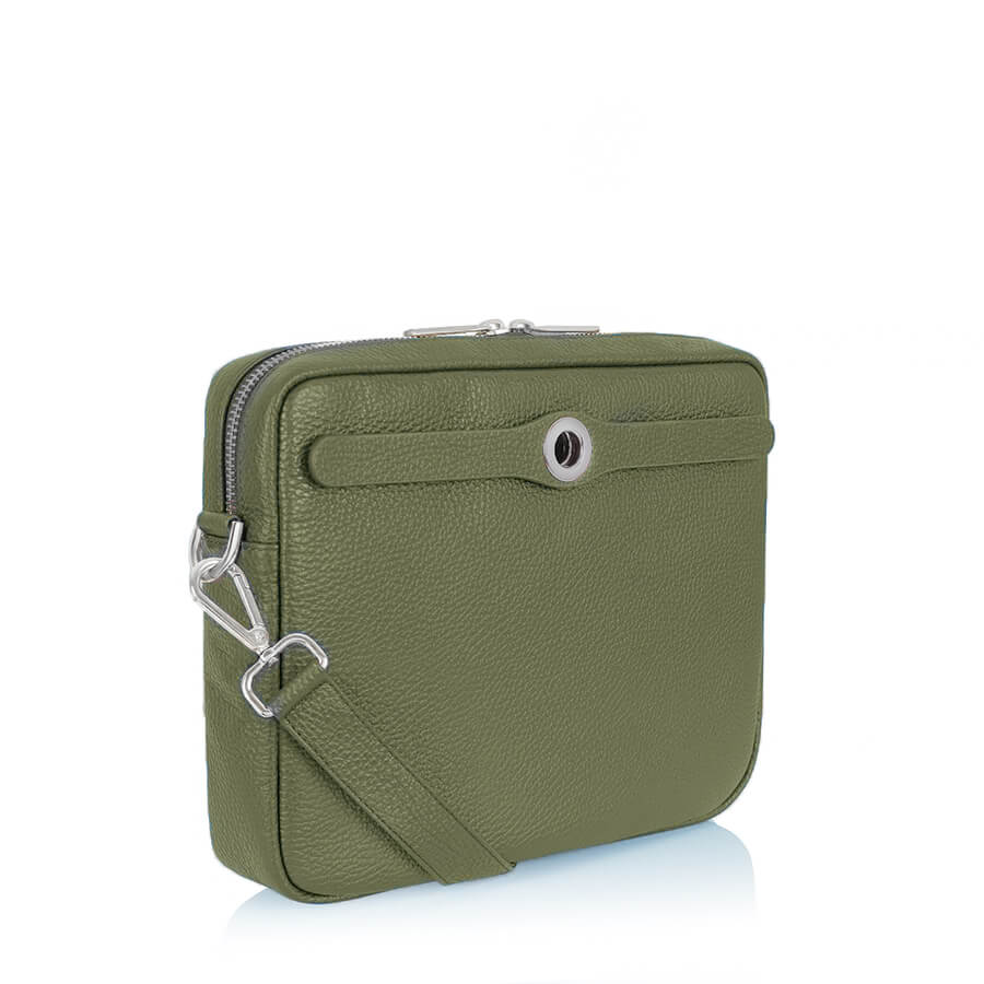 Mia Crossbody-Handbag-Sarah Haran Accessories-Silver-Olive-Sarah Haran Accessories