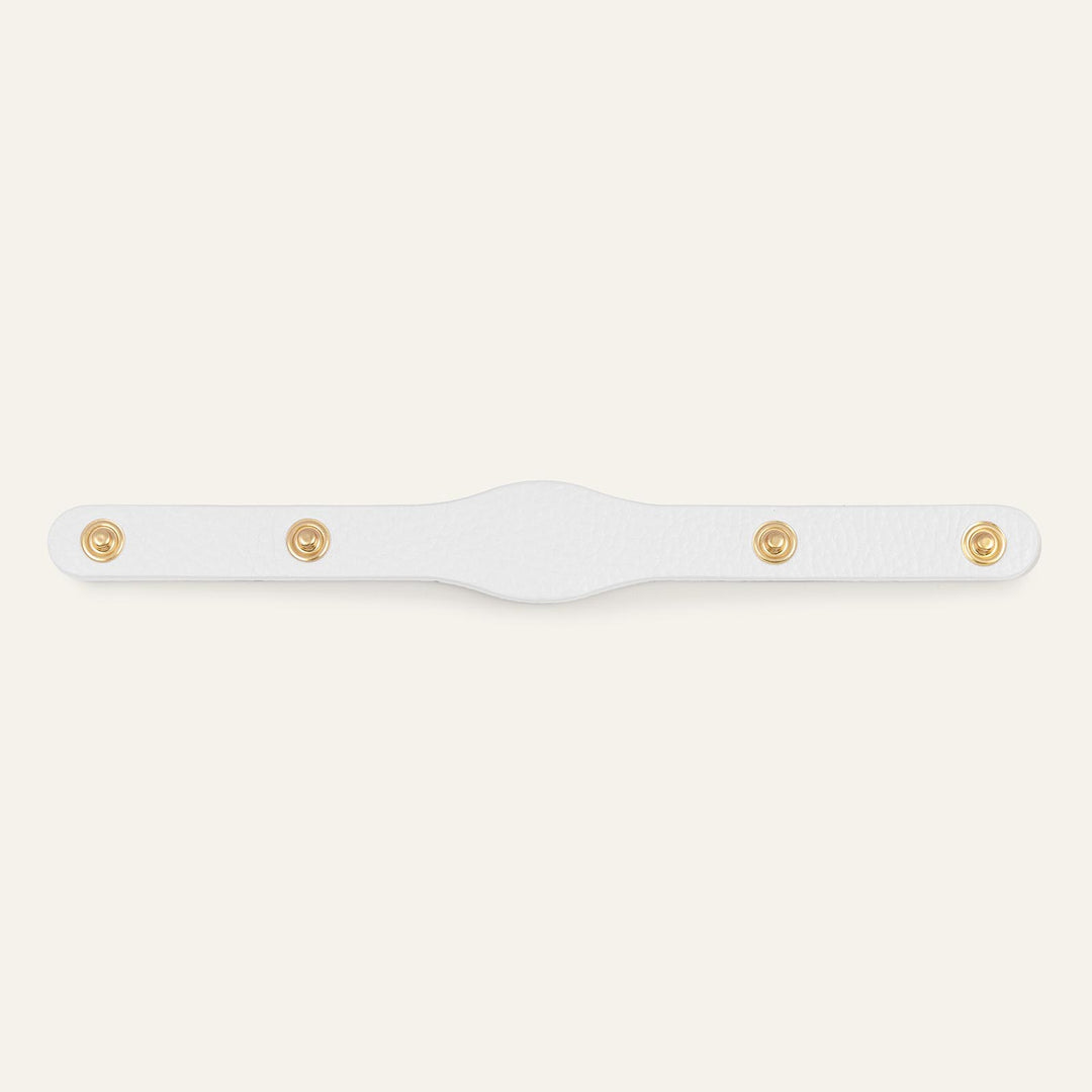 White Sarah Haran Deco Strip Logo Pop of Colour Stud with Gold hardware back | W01-G