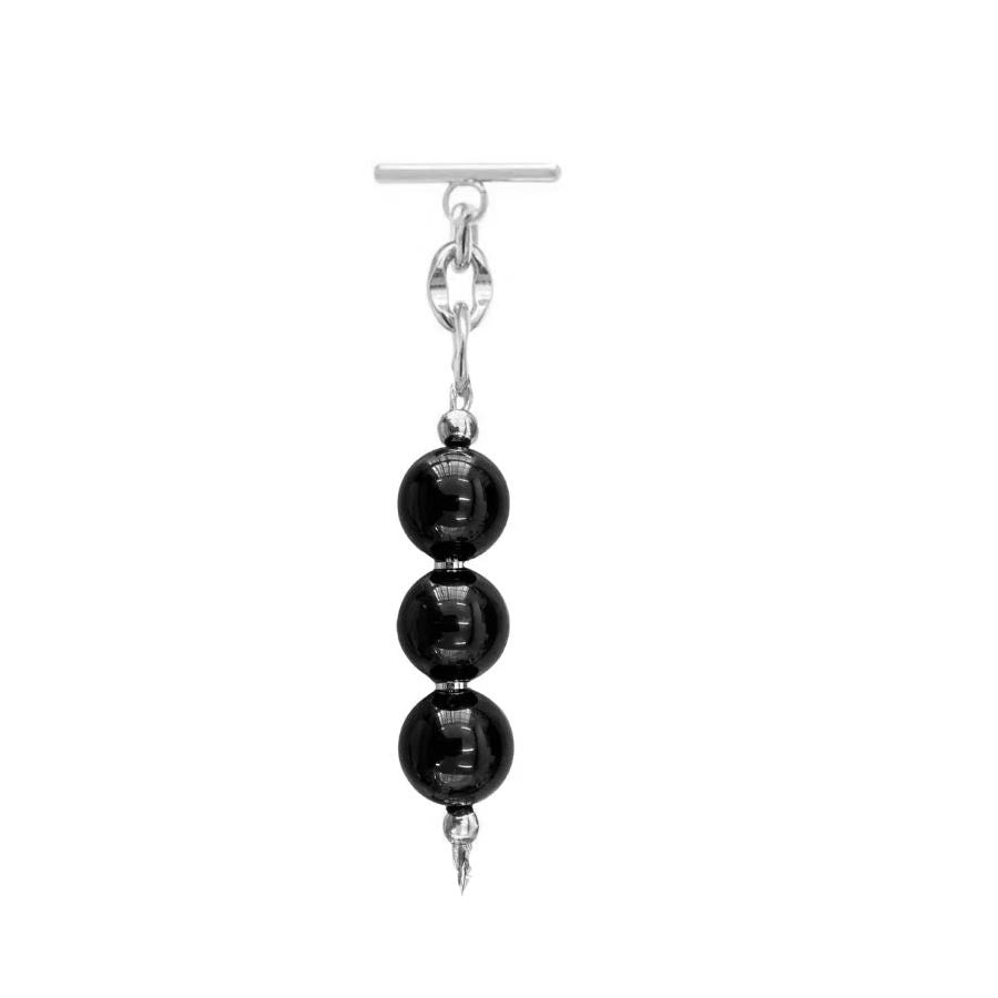 Black Sarah Haran Beaded Tassel with Silver hardware front 1 | B01-S