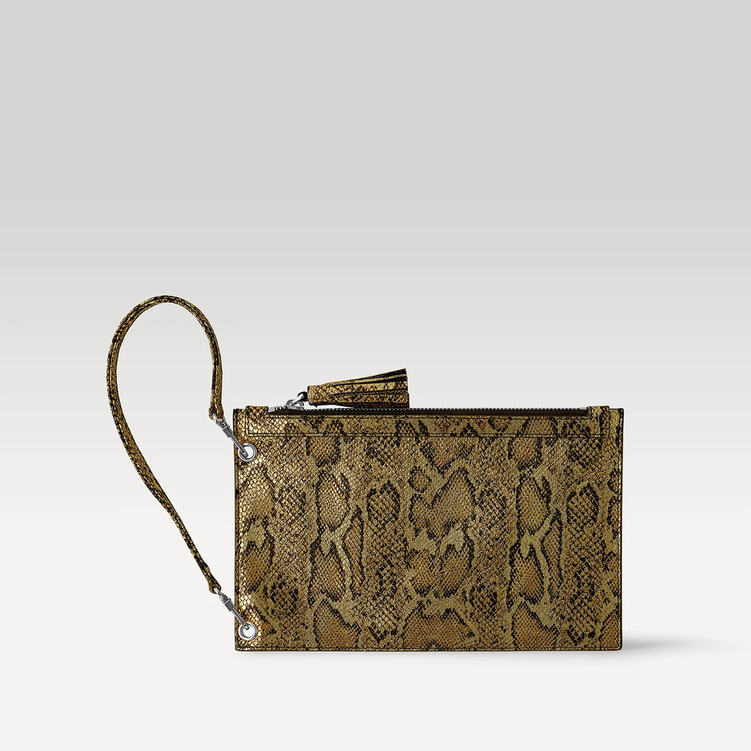 Python Glamour Sarah Haran Clover Wristlet with Silver hardware front 1 | M18-S