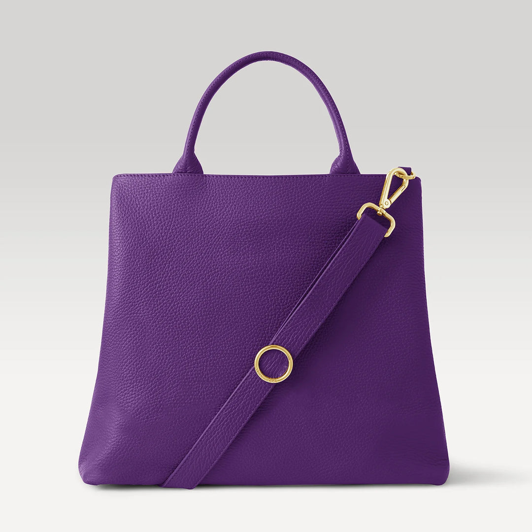 Amethyst Dahlia 2-in-1 Tote with Gold hardware back| RO6-G