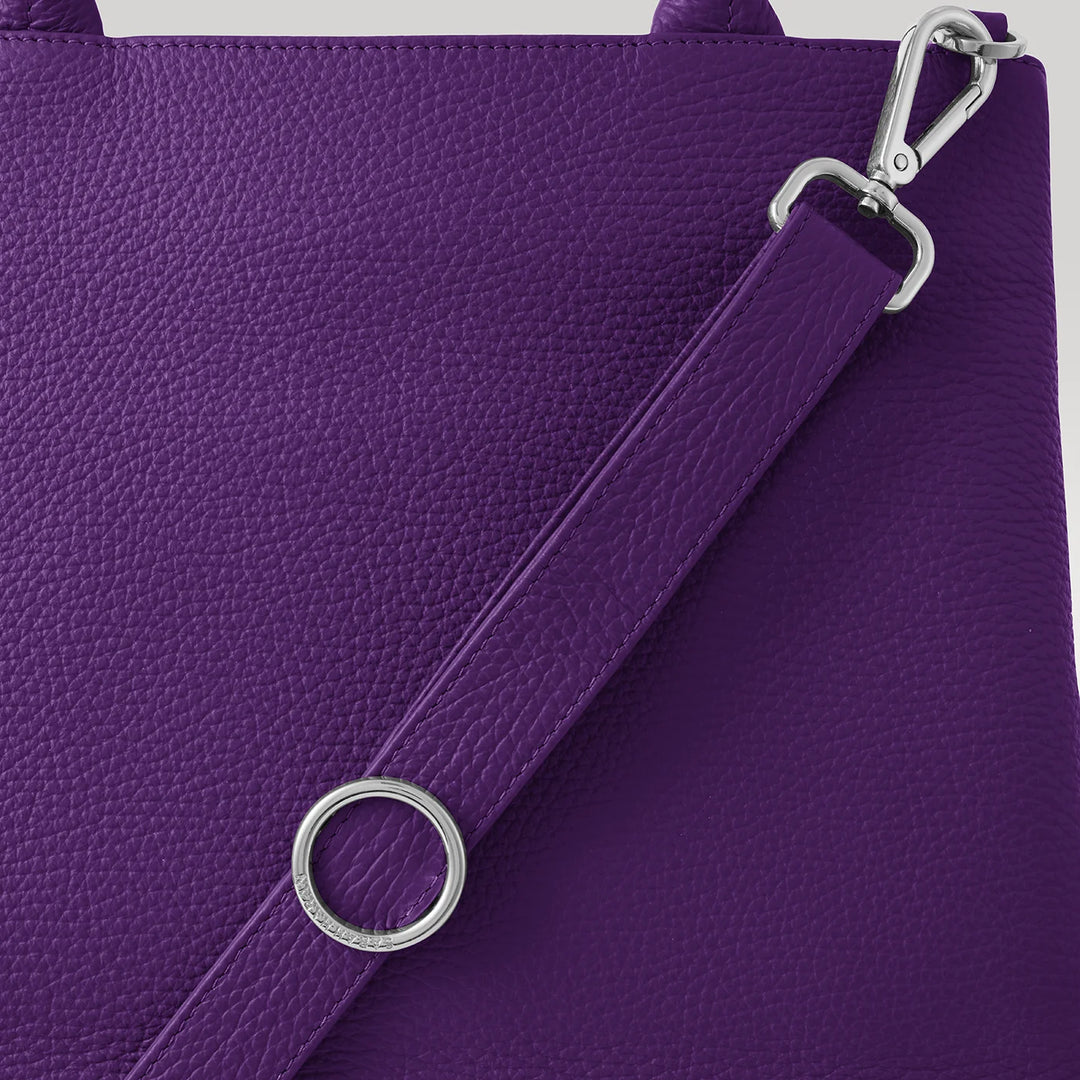 Amethyst Dahlia 2-in-1 Tote with Silver hardware detail| RO6-S