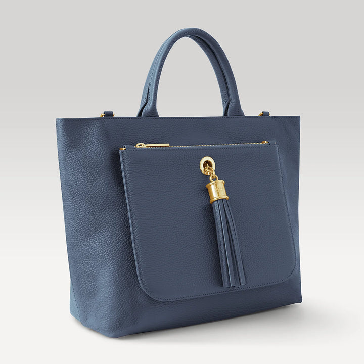 Bluebell Dahlia 2-in-1 Tote with Gold hardware side open| U03-G