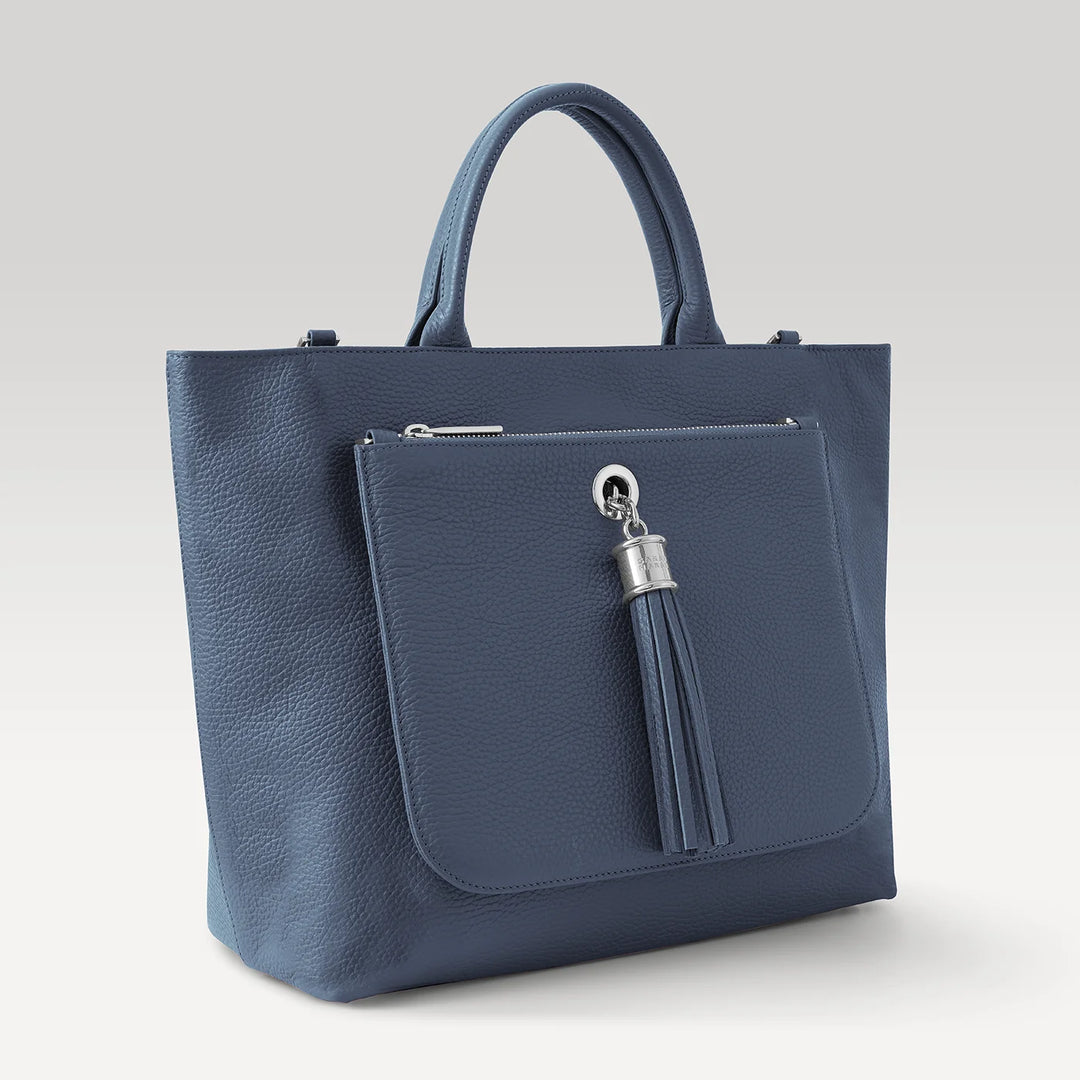 Bluebell Dahlia 2-in-1 Tote with Silver hardware side| U03-S