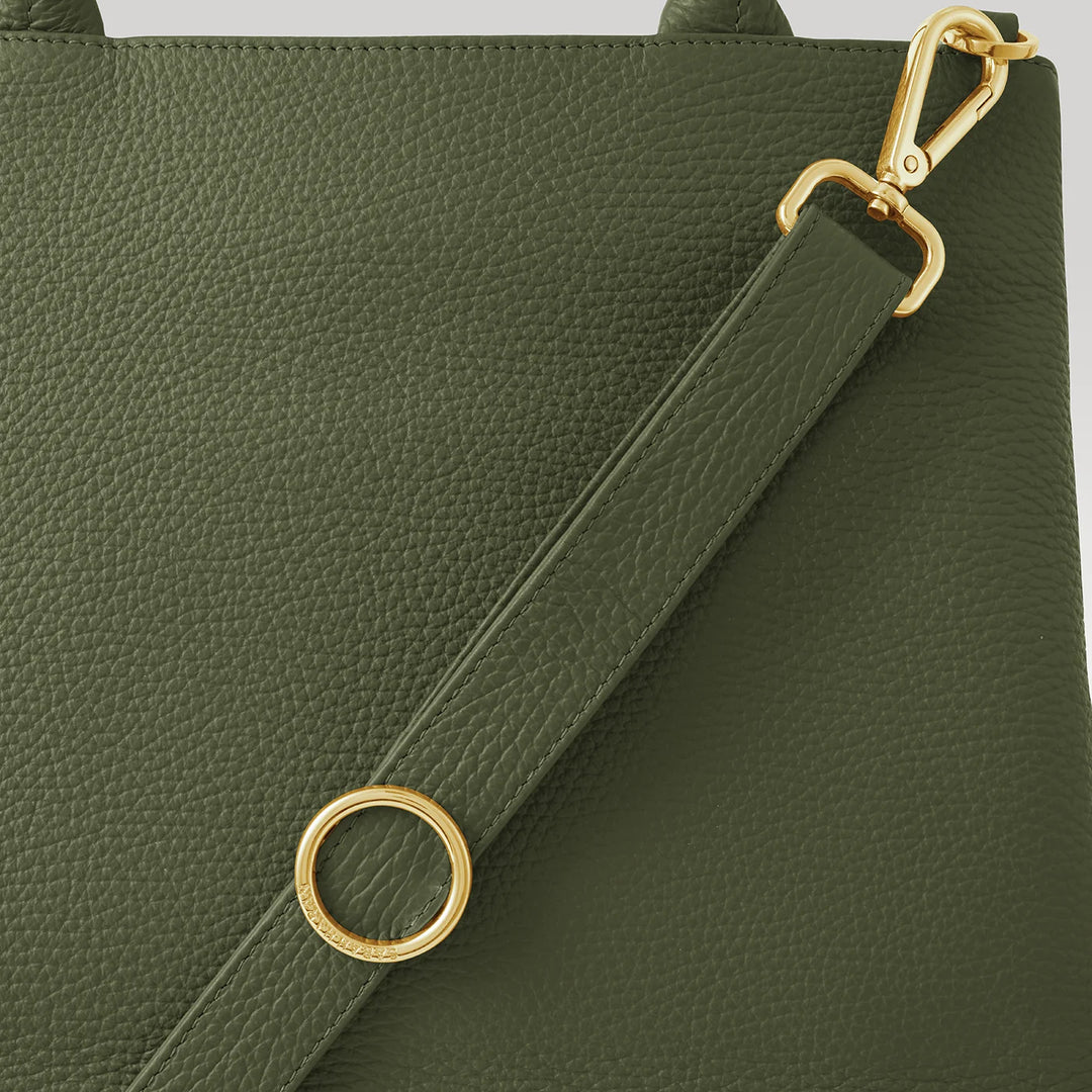 Olive Dahlia 2-in-1 Tote with Gold hardware detail| G11-G