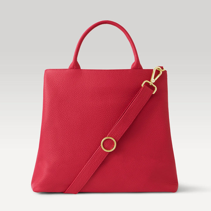 Pillarbox Red Dahlia 2-in-1 Tote with Gold hardware back| R01-G